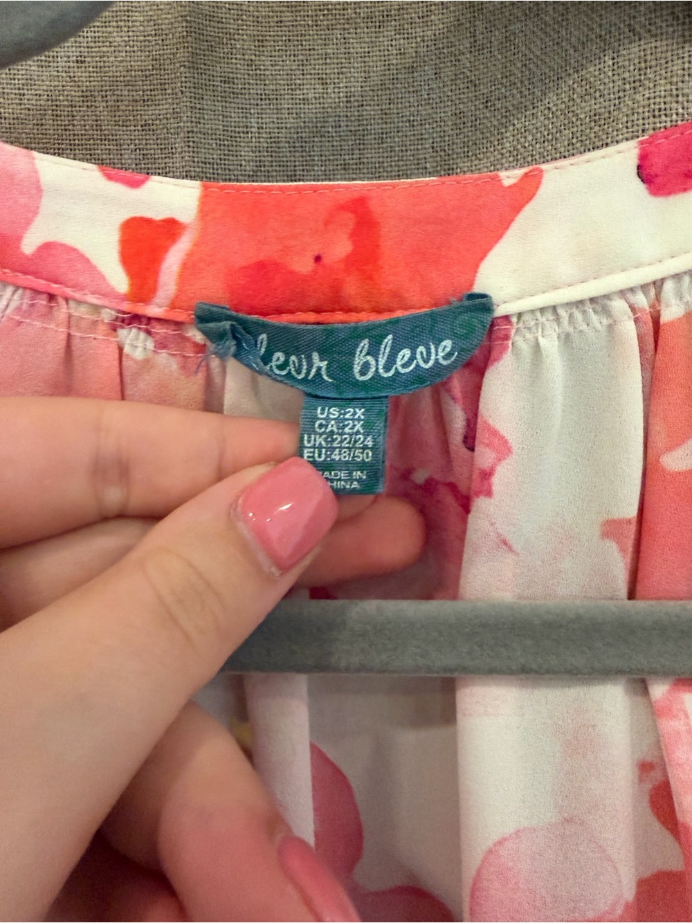 Floral Peasant Blouse - Pink/Coral - Picture 2 of 2